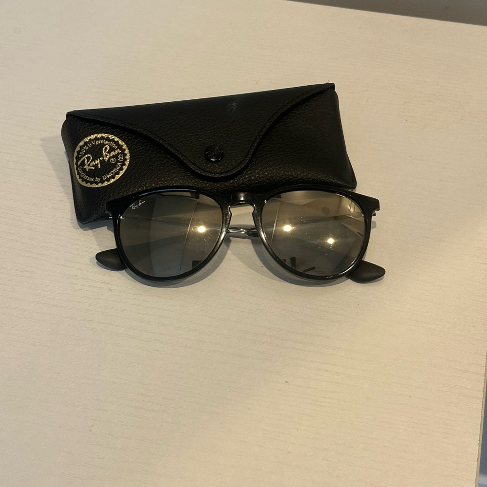 Ray-Ban Black and Silver Sunglasses with Case